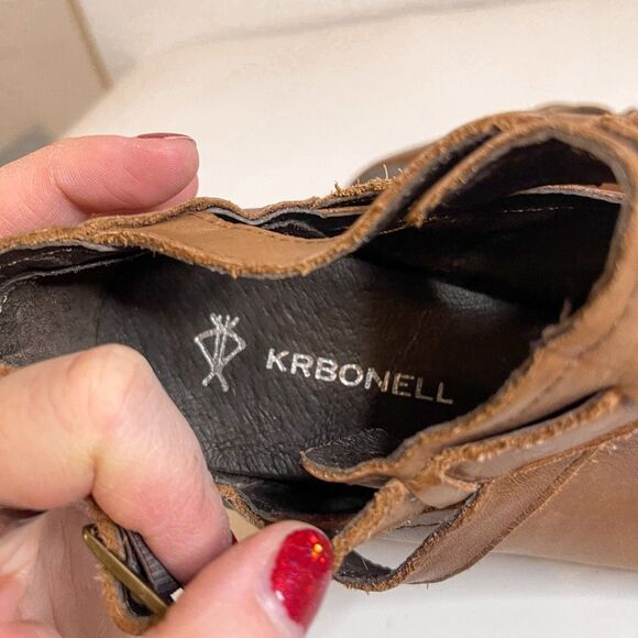 Krbonell Leather Brown Ankle Booties Size 7.5 - Picture 7 of 9